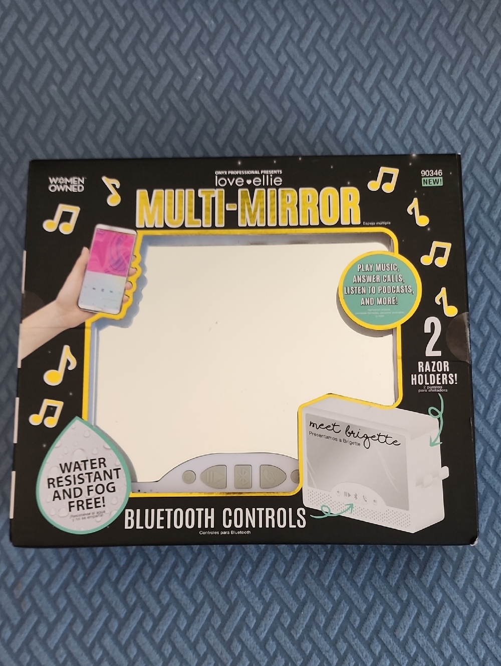 (NEW) Love + Ellie Multi-Mirror with Bluetooth Speaker - Black & Gold fogless